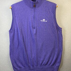 Turtelson 1/4 Zip Sweater Vest Mens XL Purple Cotton Cashmere Preppy Golf Casual